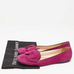 Pre Owned Prada Fuchsia Suede Bow Ballet Flats Size 40.5