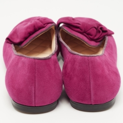 Pre Owned Prada Fuchsia Suede Bow Ballet Flats Size 40.5