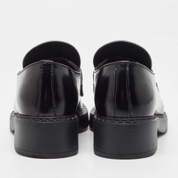 Pre Owned Prada Black Leather Slip On Loafers Size 35.5 