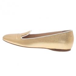 مملوكة مسبقًا Prada Gold Saffiano Leather Smoking Slippers Size 37