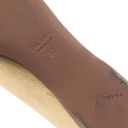 مملوكة مسبقًا Prada Gold Saffiano Leather Smoking Slippers Size 37