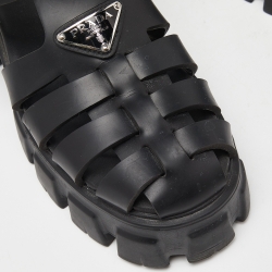 Pre Owned Prada Black Rubber Monolith Sandals Size 38
