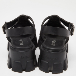 Pre Owned Prada Black Rubber Monolith Sandals Size 38