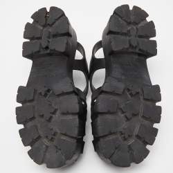 Pre Owned Prada Black Rubber Monolith Sandals Size 38