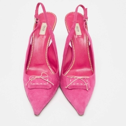 Pre Owned Prada Pink Suede Slingback Pumps Size 39