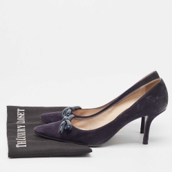 Pre Owned Prada Navy Blue Suede Pointed Toe Pumps Size 37.5
