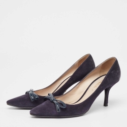 Pre Owned Prada Navy Blue Suede Pointed Toe Pumps Size 37.5