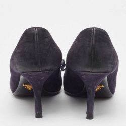 Pre Owned Prada Navy Blue Suede Pointed Toe Pumps Size 37.5