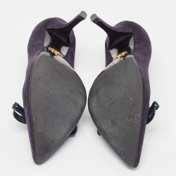 Pre Owned Prada Navy Blue Suede Pointed Toe Pumps Size 37.5