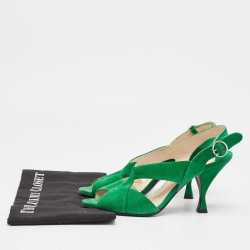 Pre Owned Prada Green Suede Slingback Sandals Size 37