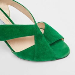 Pre Owned Prada Green Suede Slingback Sandals Size 37