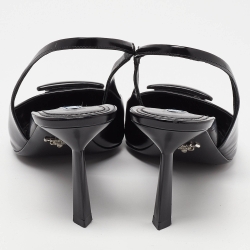 مملوكة مسبقًا Prada Black Leather Slingback Pointed Toe Pumps Size 39