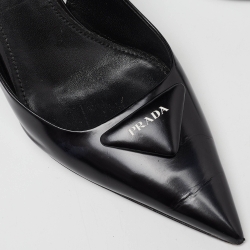 مملوكة مسبقًا Prada Black Leather Slingback Pointed Toe Pumps Size 39