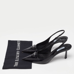 مملوكة مسبقًا Prada Black Leather Slingback Pointed Toe Pumps Size 39