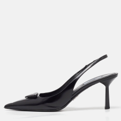 مملوكة مسبقًا Prada Black Leather Slingback Pointed Toe Pumps Size 39