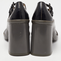 Prada Black Leather Double Strap Mary Jane Pumps Size 37