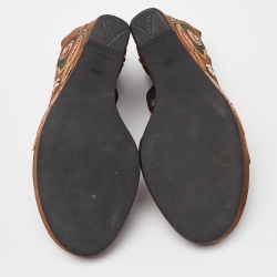 Prada Brown Suede Wedge Platform Ankle Strap Sandals Size 36.5