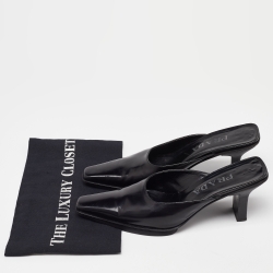Prada Black Leather Slide Mules Size 38