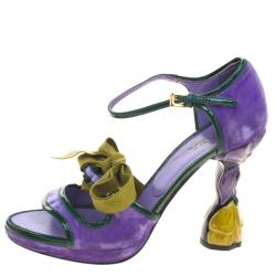 Prada Purple Velvet Fairy Flower Open Toe Sandals Size 39