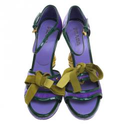 Prada Purple Velvet Fairy Flower Open Toe Sandals Size 39