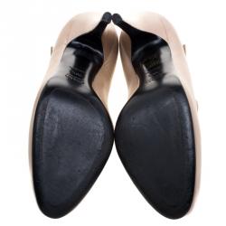 Pre Owned Prada Beige Leather Mary Jane Pumps Size 36.5