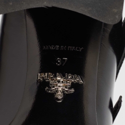 Prada Black Leather Mary Jane Block Heel Pumps Size 37