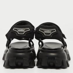 مملوكة مسبقًا Prada Black Canvas Cloudbust Thunder Sandals Size 40