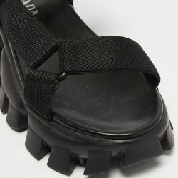 مملوكة مسبقًا Prada Black Canvas Cloudbust Thunder Sandals Size 40