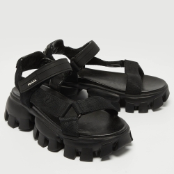مملوكة مسبقًا Prada Black Canvas Cloudbust Thunder Sandals Size 40
