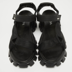 مملوكة مسبقًا Prada Black Canvas Cloudbust Thunder Sandals Size 40