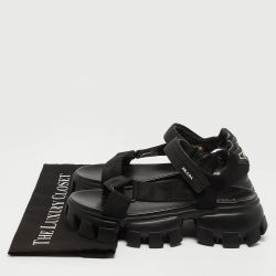 مملوكة مسبقًا Prada Black Canvas Cloudbust Thunder Sandals Size 40