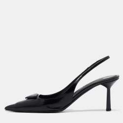 Pre Owned Prada Black Brushed Leather Slingback Pumps Size 39