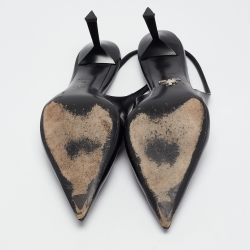 Pre Owned Prada Black Brushed Leather Slingback Pumps Size 39