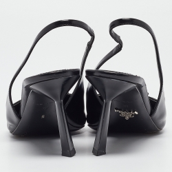 Pre Owned Prada Black Brushed Leather Slingback Pumps Size 39