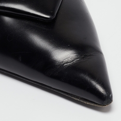 Pre Owned Prada Black Brushed Leather Slingback Pumps Size 39