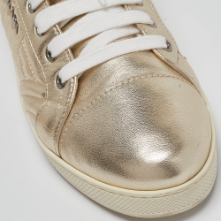 مملوكة مسبقًا Prada Gold Quilted Leather Low Top Sneakers Size 40