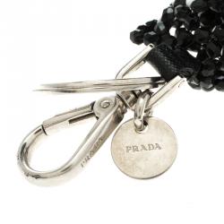 Prada Black Beaded Bear Silver Tone Bag Charm