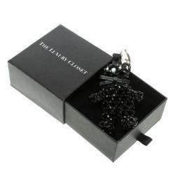 Prada Black Beaded Bear Silver Tone Bag Charm
