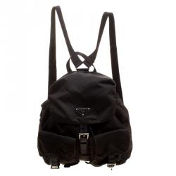 Pre Owned Prada Khaki Nylon Drawstring Backpack