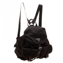Pre Owned Prada Khaki Nylon Drawstring Backpack