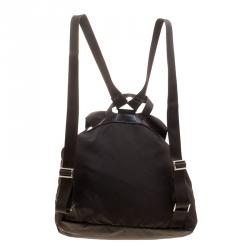 Pre Owned Prada Khaki Nylon Drawstring Backpack