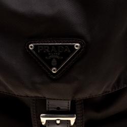 Pre Owned Prada Khaki Nylon Drawstring Backpack