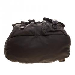 Pre Owned Prada Khaki Nylon Drawstring Backpack