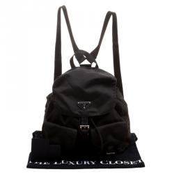 Pre Owned Prada Khaki Nylon Drawstring Backpack