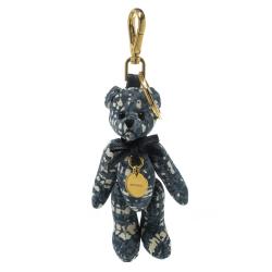 Prada Blue & White Moveable Bear Gold Tone Bag Charm / Keyring