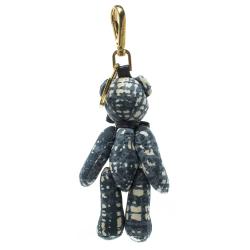 Prada Blue & White Moveable Bear Gold Tone Bag Charm / Keyring