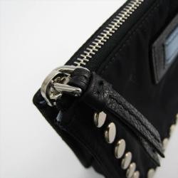 Pre Owned Prada Black Tessuto Nylon Studded Cosmetic Pouch