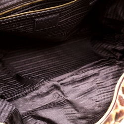Prada Brown Animal Print Calf Hair Weekender Bag