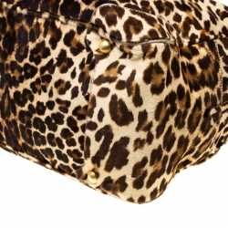 Prada Brown Animal Print Calf Hair Weekender Bag