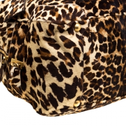 Prada Brown Animal Print Calf Hair Weekender Bag